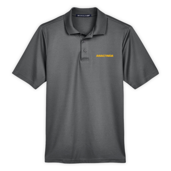 Anaconda | CrownLux Performance® Men's Plaited Polo in Graphite