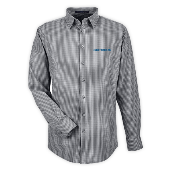 Diefenbach | CrownLux Performance® Men's Tonal Mini Check Woven Shirt in Carbon