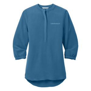 Diefenbach | Ladies 3/4-Sleeve Textured Crepe Tunic in Aegean Blue