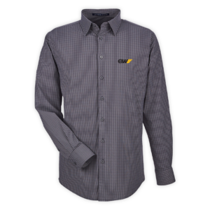 EIW | CrownLux Performance® Men's Tonal Mini Check Woven Shirt in Graphite