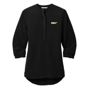 EIW | Ladies 3/4-Sleeve Textured Crepe Tunic in Deep Black