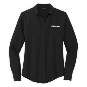 McLanahan | Women's Stretch Crepe Long Sleeve Camp Blouse in Deep Black