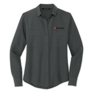 McLanahan | Women's Stretch Crepe Long Sleeve Camp Blouse in Anchor Grey
