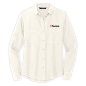 McLanahan | Women's Stretch Crepe Long Sleeve Camp Blouse in Ivory Chiffon