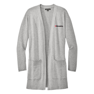McLanahan | Women’s Open-Front Cardigan Sweater in Gusty Grey Heather