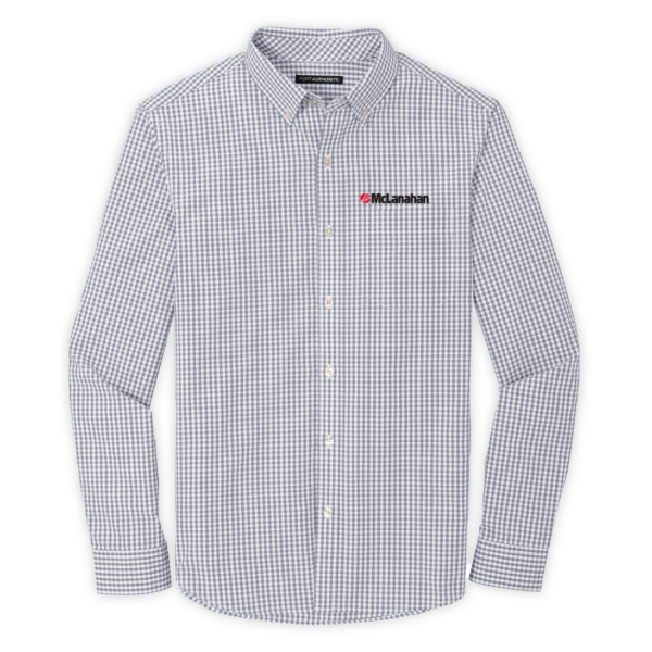 McLanahan | Broadcloth Gingham Easy Care Shirt in Gusty Grey
