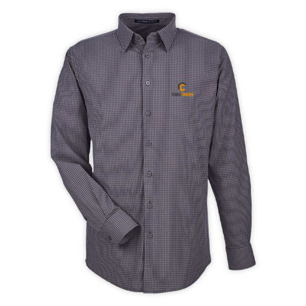 RubbleCrusher | CrownLux Performance® Men's Tonal Mini Check Woven Shirt in Graphite