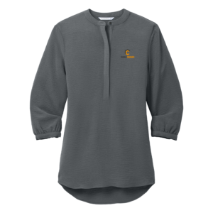 RubbleCrusher | Ladies 3/4-Sleeve Textured Crepe Tunic in Graphite